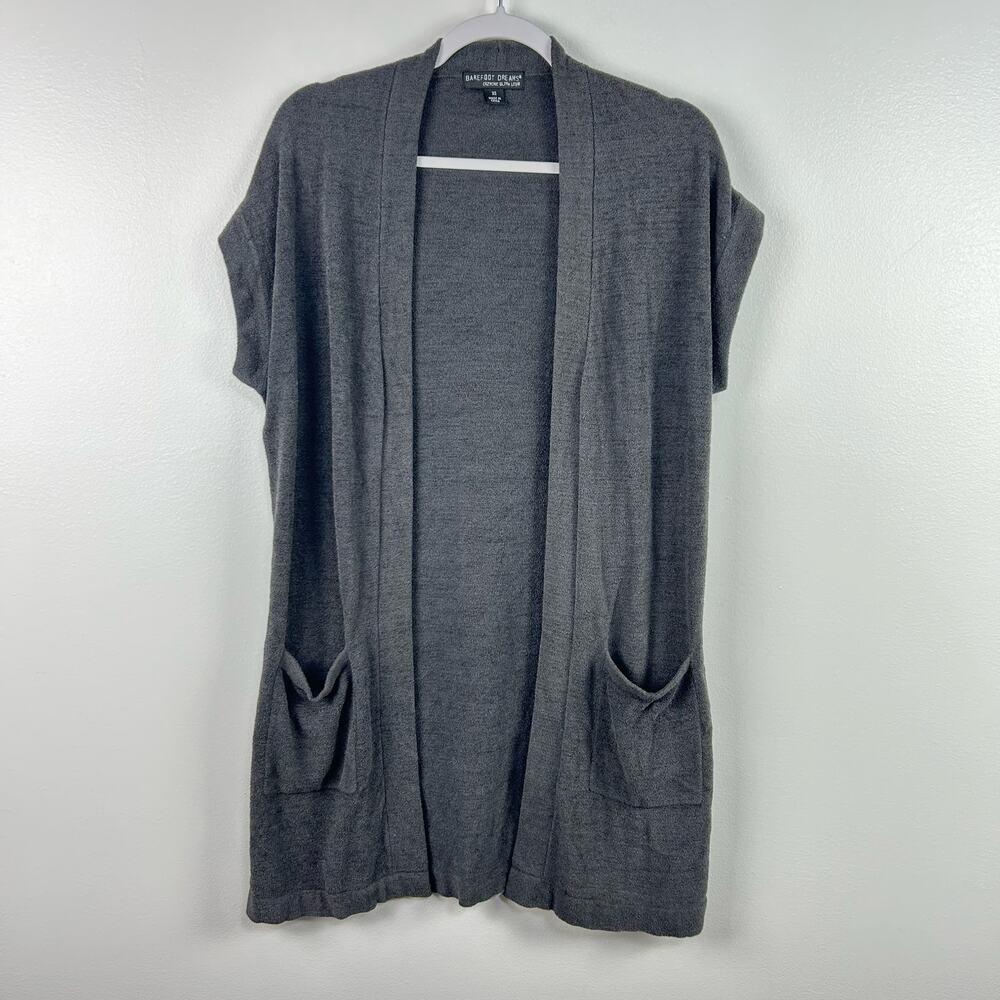 Barefoot Dreams Dark Gray CozyChic Ultra Lite Knit Cardigan Vest 497 Size XS